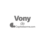 Perfil de Vony de Capitalizarme.com con tipografía gris y logo minimalista.